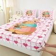 thumbnail image 3 of Castle Fairy Preppy Child Cartoon Capybara Twin Sheet Sets,Pink Love Heart Bedding, 3 of 7