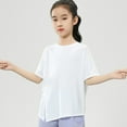 thumbnail image 6 of Hotiary Children Girls' Breathable and Quick Dry Short Sleeve Front Tie Knot Crew Neck T-shirts Athletic Tee for 5-12 Years Old, 6 of 7