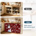 thumbnail image 4 of Red Plaid Christmas Cabinet Curtain 32"Wx55"L,Dustproof Pantry Door Curtain W/ Self Adhesive Tape,Snowflake Snowman Xmas Birds Berry Tall Storage Cover Privacy Drape for Bathroom Kitchen Laundry Room, 4 of 9