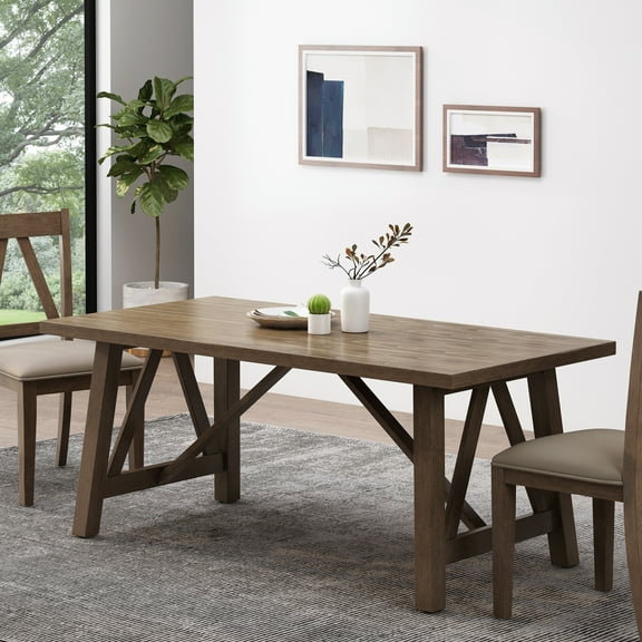 Solid Wood   -style Eating Gear In Antique Brown, 71.62" X 36.48" 30.12", Assembly Required Brown Dining Table, 71.62"w 36.48"d 30.12"h,