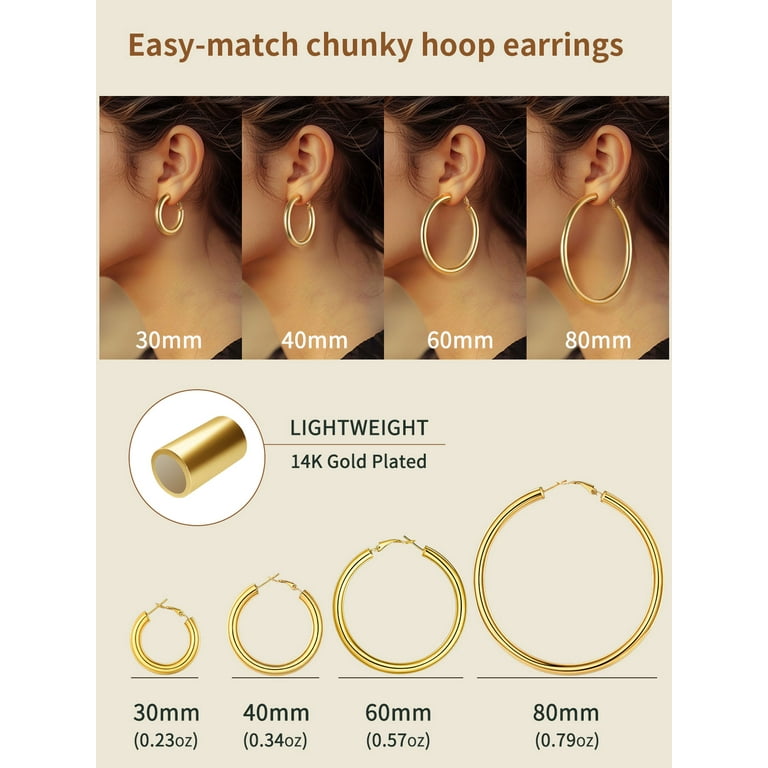 FindChic Gold Hoop Earrings, Stainless Steel Small Hoops, 30mm