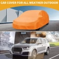 thumbnail image 2 of Funda de coche Unique Bargains impermeable para todo clima, protección exterior completa contra el sol y la lluvia para Mazda 3, película de aluminio, algodón, naranja con franjas reflectantes, 2 of 5