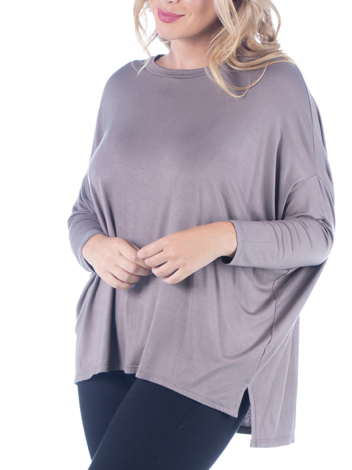 24/7 Comfort Apparel Women's Plus Size Oversized Long Sleeve Dolman Top