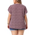 thumbnail image 4 of DARING DIVA Women's Plus Tops Floral V Neck Tulip Sleeve T-Shirt Summer Top 3X Black Red, 4 of 6