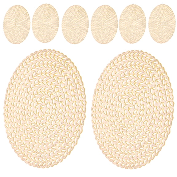 Amosfun 10-Piece Golden Hollow Design Placemats Set, Nonslip PVC Table Mats for Home Dining and Restaurant Use