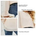 thumbnail image 5 of Blouse Elastic Puff Long Sleeve Chiffon Flounces Cuffs High Neck Lining Tops for Lady, 5 of 6