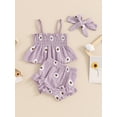thumbnail image 3 of vera natura Baby Girls Shorts Set, Spaghetti Straps Pleated Flower Print Camisole with Shorts and Hairband Summer Outfit, 3 of 8