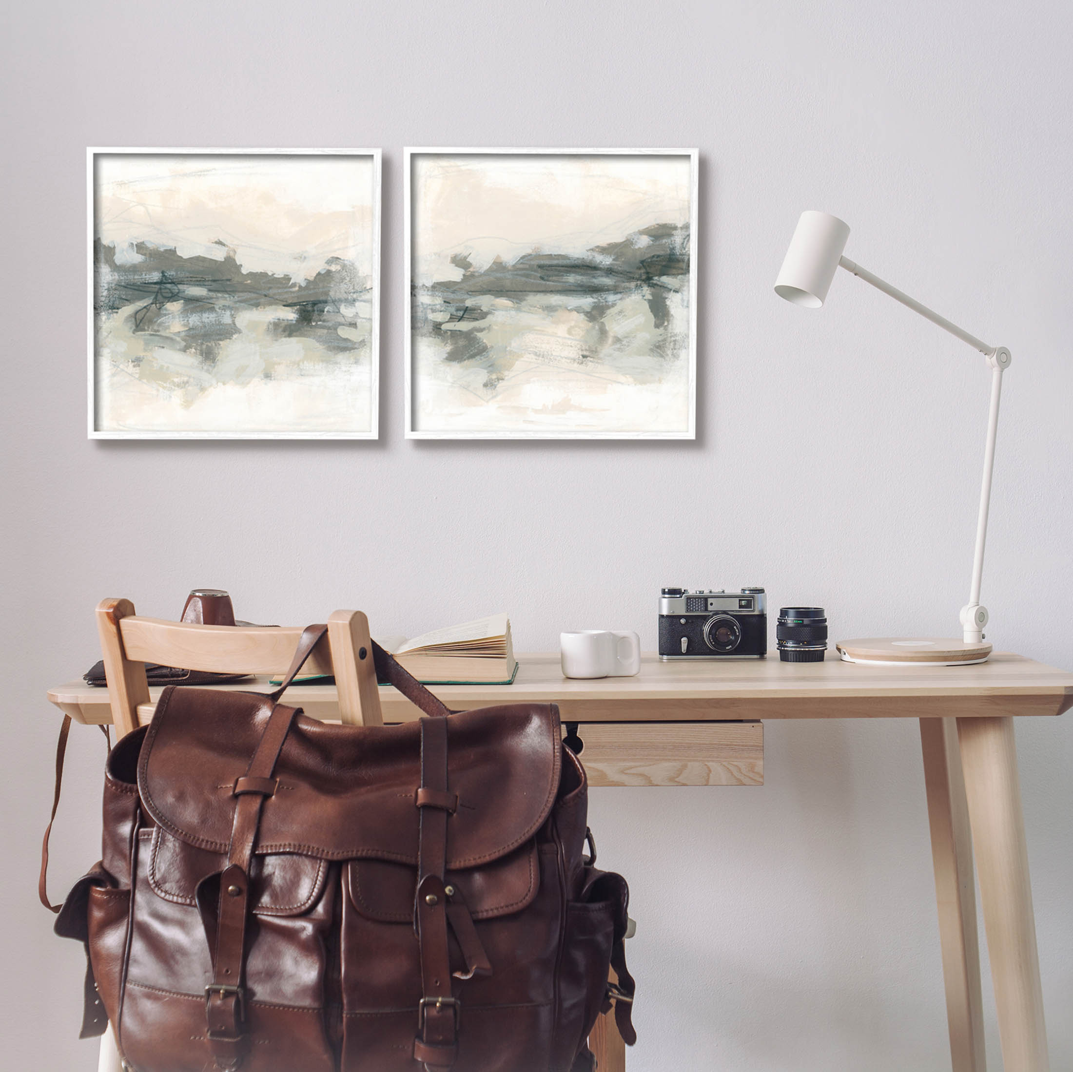 Stupell Industries Modern Abstract Scribble Composition Painting White Framed Art Print Wall Art, Set of 2, Design by June Erica Vess