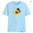 thumbnail image 2 of Blouse d'Été à Manches Courtes T-shirt Imprimé Tournesol T-shirt Imprimé Col Rond, Bleu Clair, P, 2 of 5