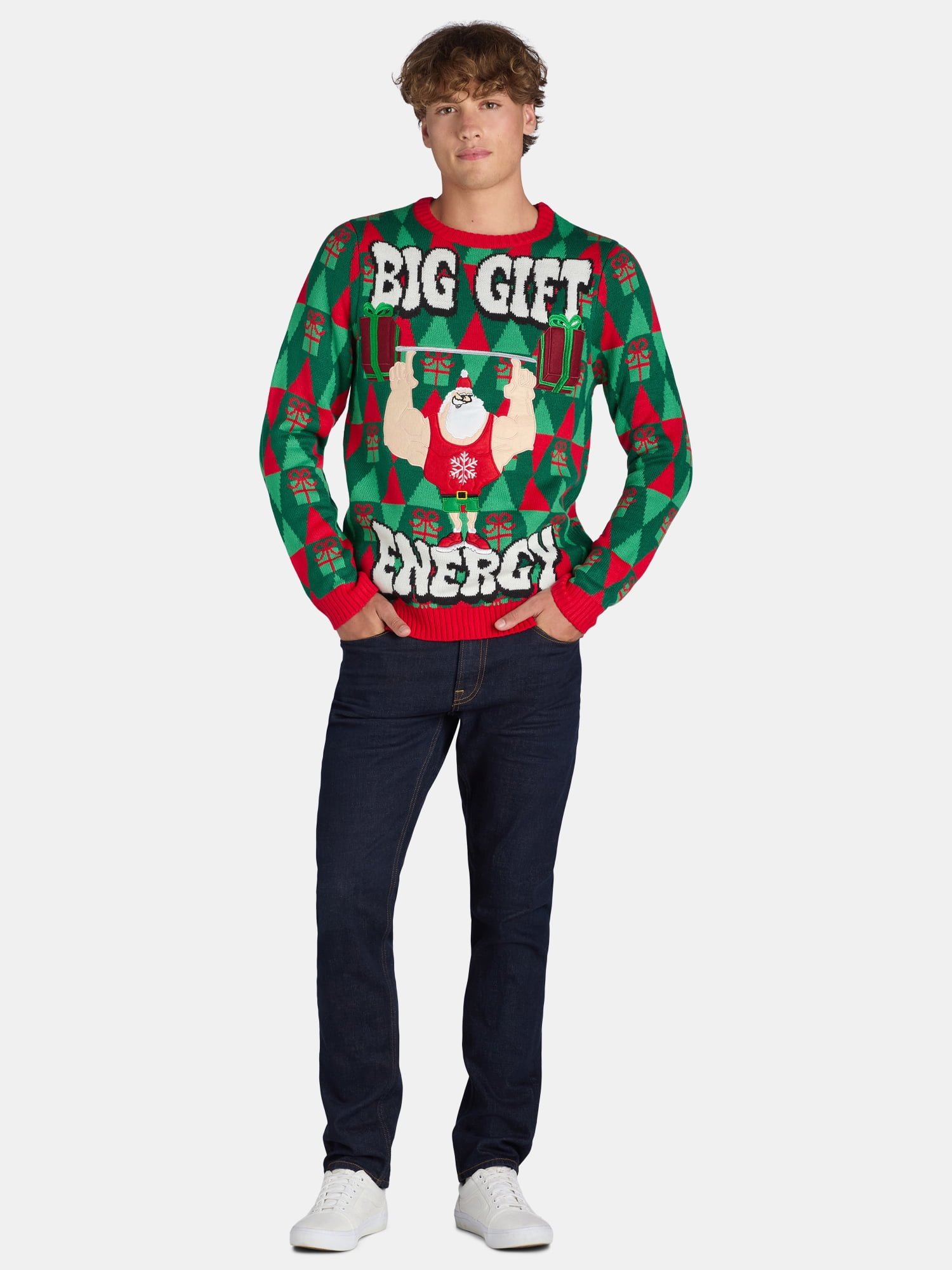 Jolly Sweaters Men's Big Men's Ugly Christmas Sweater, Sizes S