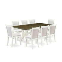 East West Furniture X-Style 9-Piece Wood Dining Set in Cream/Jacobean/White