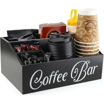 Saverstate Coffee Station Organizer Wood Coffee Bar Organizer for Countertop and desk coffee bar accessories holder Coffee Cups and Pod Holder Farmhouse style Coffee Bar Accessories BasketBlack
