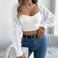 thumbnail image 2 of JYnXIANTI Womens Crop Cardigans Sweater Shrug Open Front Crochet Knitting Tops Fall Fashion Trendy Long Sleeve Outfit Clothes, 2 of 7