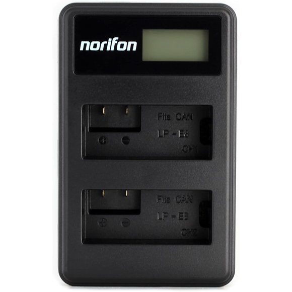 ERDS-LP-E8 Dual Channel LCD USB Charger for Canon EOS 550D,EOS 600D,EOS 650D,EOS 700D,EOS Kiss X4,X5,X6i,EOS Rebel T2i,EOS Rebel T3i,EOS Rebel T4i,Rebel T5i Camera and More,LP-E8-DL