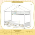 thumbnail image 3 of Gymax Lit Cabane Format Simple avec Tablette de Rangement, Tête de Lit et Garde-Corps, Lattes en Bois, Blanc, 3 of 10