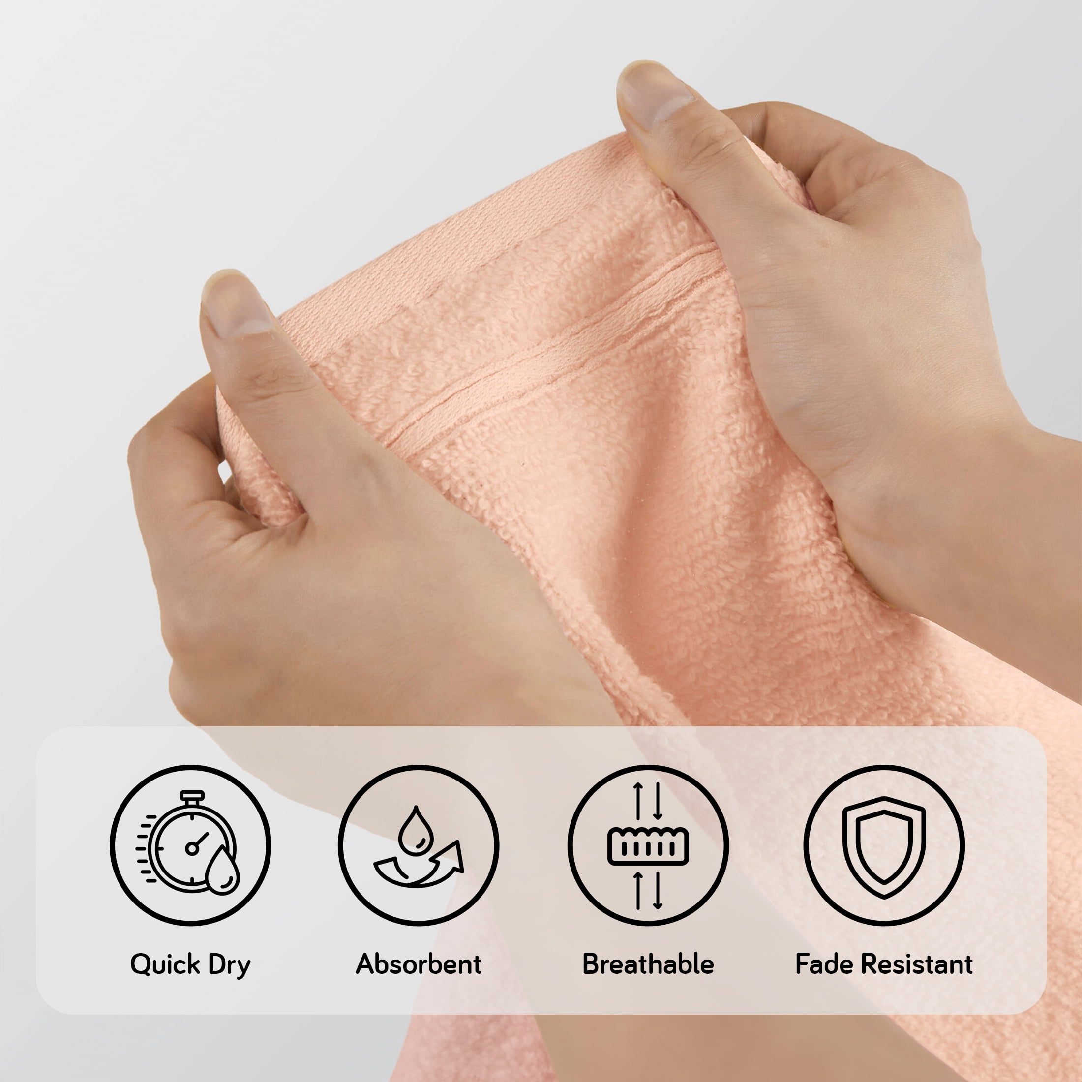 Regency Heights 6-Piece Quick Dry Cotton Bath Towels, Soft & Ultra Absorbent, Blush, Standard Towel Set