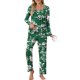 thumbnail image 5 of Puntoco Conjunto de pijama de manga larga con pantalones y bolsillos para mujer, informal, con estampado de moda para mujer, 5 of 5