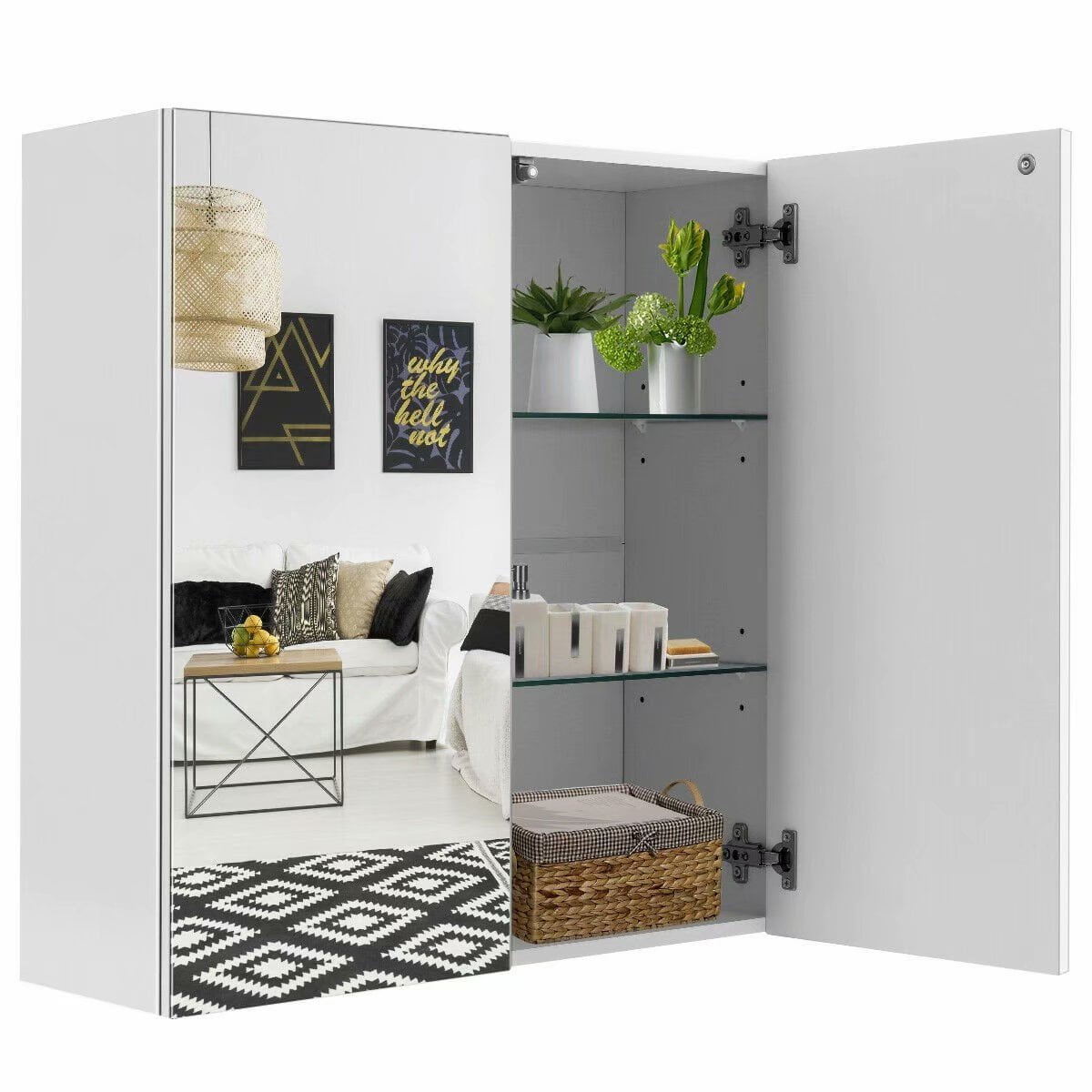 24" Wide Wall Mount Mirrored Medicine Storage