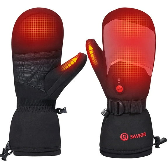 Heated Winter Gloves Rechargeable ，SAVIOR Women Men Ski Gloves Waterproof Mittens Gloves For Winter Outdoor Work Skiing