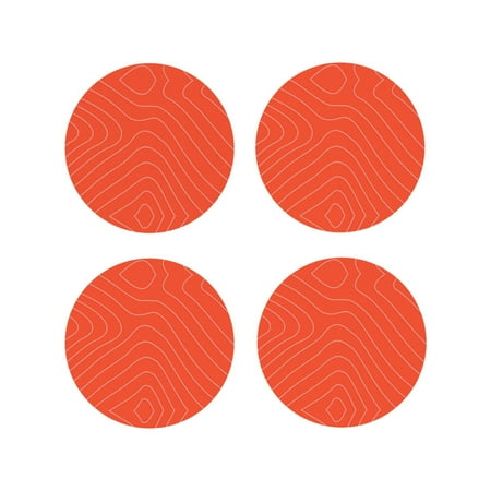 

Coasters Set of 4 - Salmon Fish Meat Drink Coasters for Tabletop Protection Leather Coasters for Living Room Decor and Housewarming Gift Round Shape