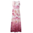 thumbnail image 4 of ICHUANYI Clearance Womens Summer Casual Round Neck Beach Pockets Sleeveless Printed Dress(Pink, XXL) ICHUANYI WER2023080811651, 4 of 4