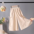 thumbnail image 4 of KyCheLot Capri Pants for Girls Wide Leg Pants Elastic Waist Lightweight Cropped Boho Beach Pants with Pockets 2-16Years, 4 of 7