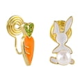 thumbnail image 2 of Decoraciones de Pascua, pendientes de aleación de Pascua, pendientes asimétricos de zanahoria y conejito, pasadores para orejas, sin agujeros, clips para orejas, sin necesidad de perforar, adecuados p, 2 of 6