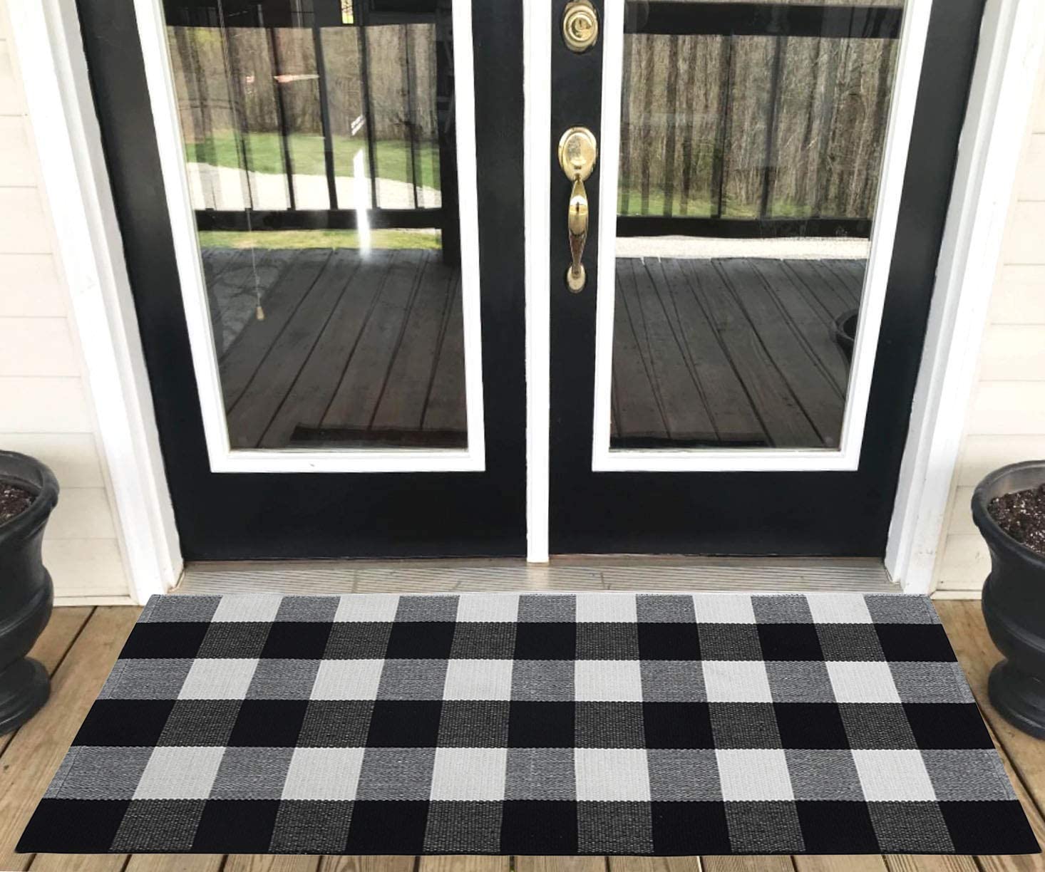 Love Happy Buffalo Check Plaid Bath Runner Cotton Plaid Checkered Bath Mat Kitchen Mat Entry Way Bath Doormat Bedroom Carpet 24 X 35 A Black And White Home Kitchen Bath Rugs Guardebem Com