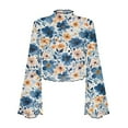 thumbnail image 6 of SCRAWLGOD Vintage Flower Bell Sleeve Tops for Women Aesthetic Women Bell Sleeve Shirt Women Lettuce Trim Tops for Going Out Travel Size S Flared Summer Blouse Long, 6 of 7