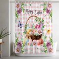 thumbnail image 5 of Easter Small Stall Shower Curtain, Waterproof Shower Curtains for Bathroom, Watercolor Eggs Floral Botanical Butterfly Pink Plaid Washable Fabric Bath Curtain for Bathtub with Hooks 36x78 Inches, 5 of 9