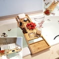 thumbnail image 3 of Bathtub Caddy Tray Bamboo Spa Bathtub Caddy Organizer Book Tablet Holder Reading Rack Nonslip Bottom Extendable Sides, 3 of 7