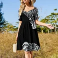 thumbnail image 4 of Vestido de manga corta con hilos tribales dibujados a mano de estilo polinesio. Elegante vestido. Vestidos elegantes. Tallas grandes., 4 of 7