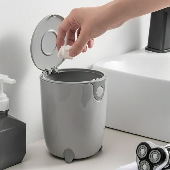 Desktop Trash Can Mini Multifunctional Garbage Bin | Compact Plastic Storage Basket Blue Pink Gray Yellow | 6.3"x5.12" Home Office Living Room Bedroom Decor | Durable Organizer Desktop Waste Bin