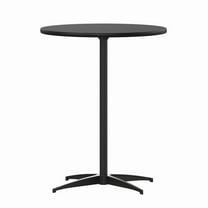 24'' Round Wood Cocktail Table with 30'' and 42'' Columns, Black Wood Top Finish - Bistro Bar Table