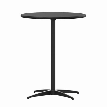 24'' Round Wood Cocktail Table with 30'' and 42'' Columns, Black Wood Top Finish - Bistro Bar Table