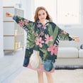 thumbnail image 5 of FORMRS Wearable Blanket Hoodie with Sleeves for Kids Cozy Flannel Sweatshirt, Green Floral, 5 of 7