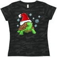 thumbnail image 3 of Inktastic Christmas Turtle in with Santa Hat and Snowflakes Women's T-Shirt, 3 of 5