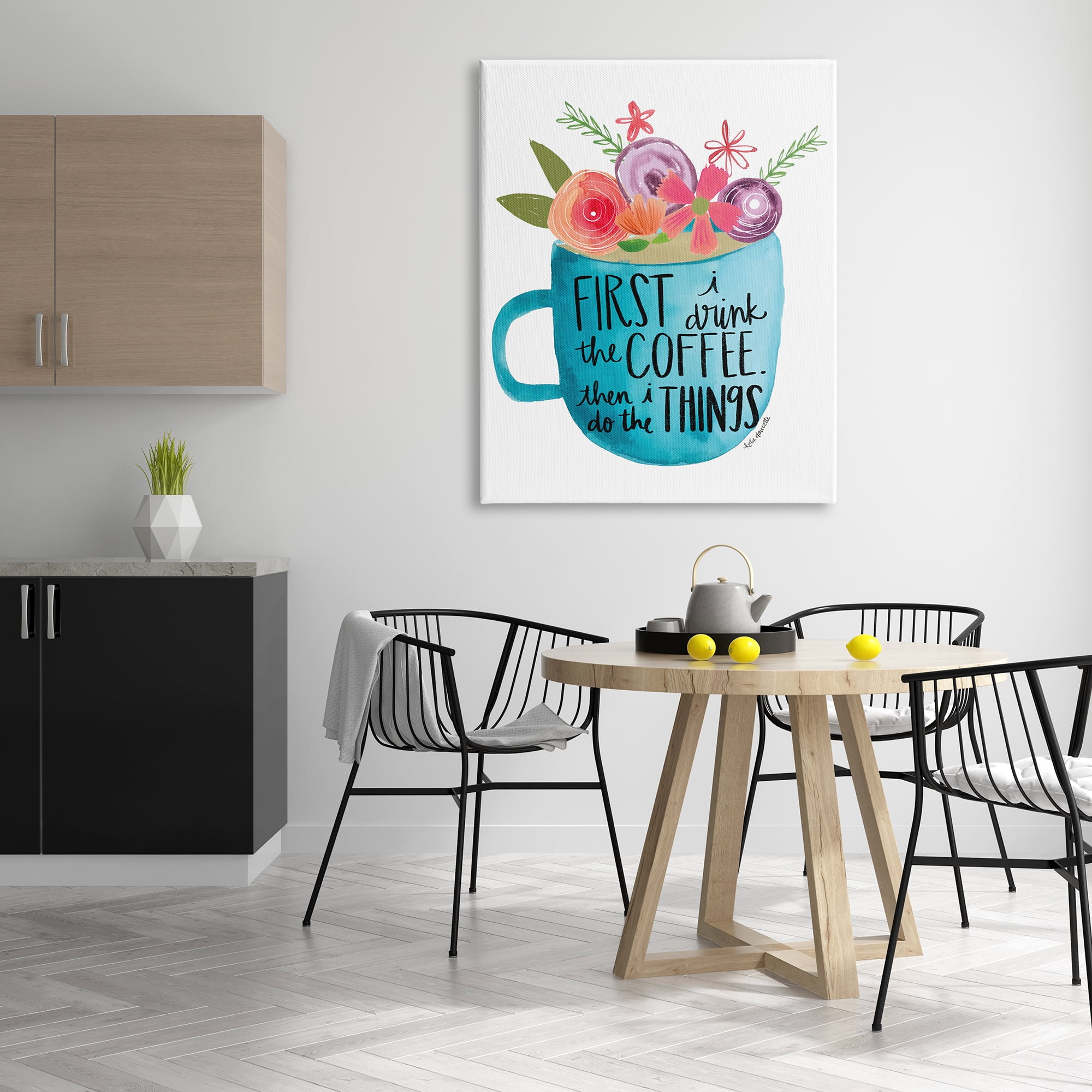 Stupell Industries Drink Coffee Do Things Phrase Blue Floral Mug, 36 x 48, Designed by Katie Doucette