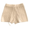 thumbnail image 4 of Arlun Womens Cable Knit Shorts Casual High Waist Drawstring Slim Fit Stretchy Yoga Shorts 2026 Spring and Summer Casual Soft Comfortable Solid Color Sweatshorts Beige M, 4 of 5