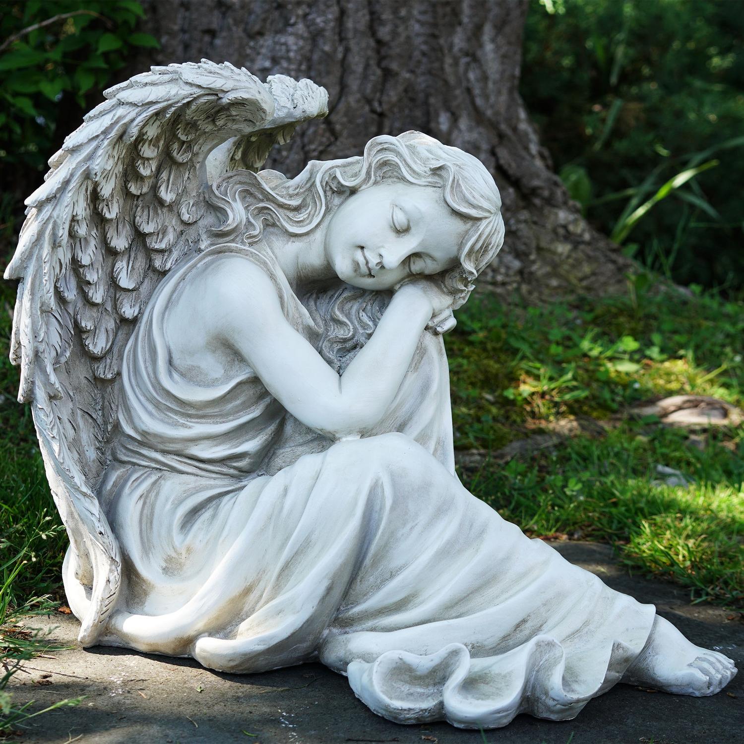 19" Resting Angel Religious Outdoor Garden Statue - image 2 of 4