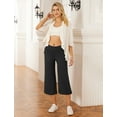 thumbnail image 7 of BALEAF Women's Capri Pants Wide Leg Yoga Dress Capris High Waist Cropped Pants with Pockets Loose Lounge Travel Summer Black L, 7 of 7