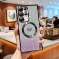 thumbnail image 4 of for Samsung Galaxy S24 Ultra Phone Case Compatible with MagSafe Luxury Plating Gradient Bling Glitter Cute Love Heart Cover Soft Shockproof Clear Magnetic Bumper Case (Purple), 4 of 12