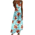 thumbnail image 2 of Ovzne Robes pour Femmes Robe d'Été Robes d'Été pour Femmes Imprimé Sans Manches Col Rond Robe Décontractée Longues Robes Grande Taille Robe Imprimée Liquidation, 2 of 5