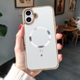 thumbnail image 2 of for iPhone 16 Plus Case Magnetic Ultra Slim Plating Design, TPU + PC Hybrid Shockproof Anti-Scratch Back Cover, Lightweight Drop Protective Phone Case Cover for iPhone 16 Plus, White, 2 of 7