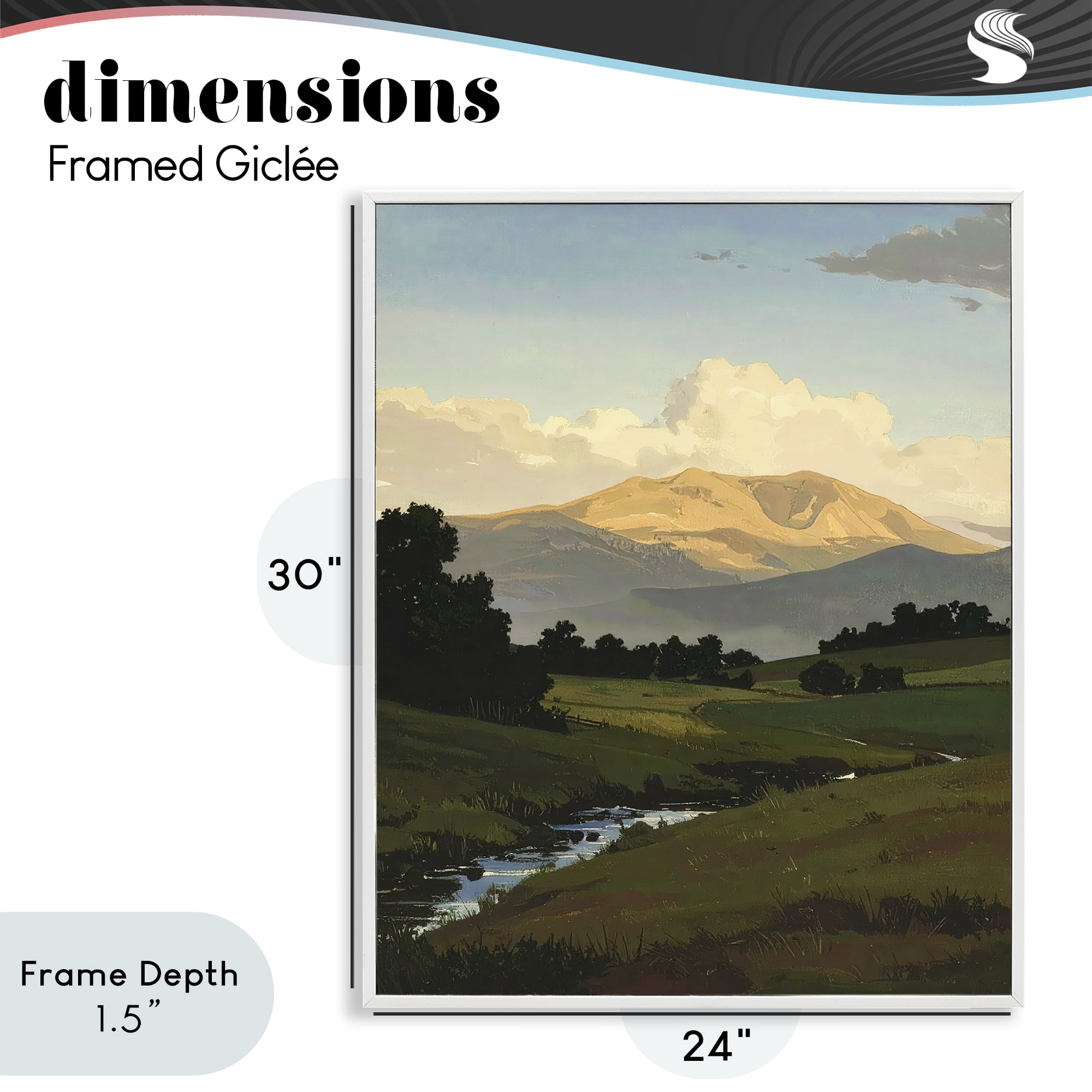 Stupell Industries Across The Valley Nature White Framed Giclee Art, design by Alonza Saunders