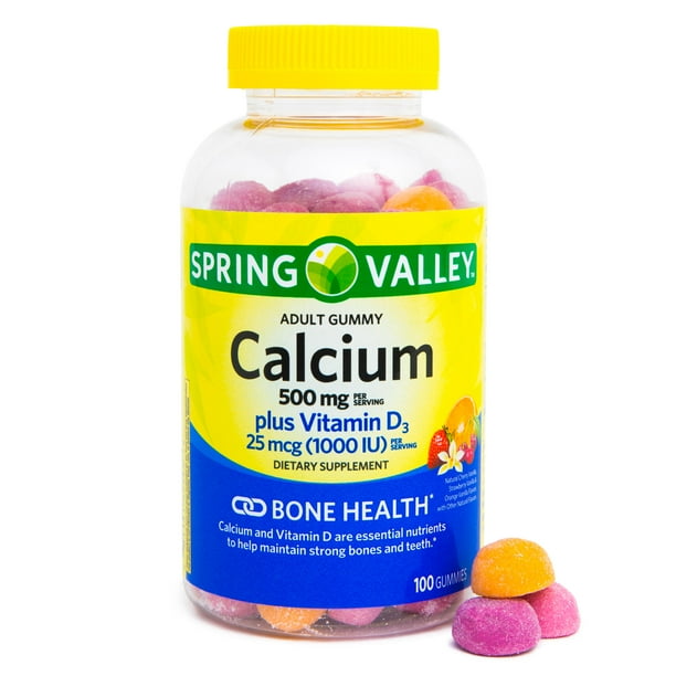 Spring Valley Calcium 500mg + Vitamin D3 Gummies, 100ct