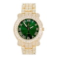 thumbnail image 5 of Charles Raymond Blinged Out Gold Round Luxury Mens Hip Hop Wristwatch w/Iceded Out Cuban Bracelet -(L0504RNB Cuban Gold Money Green, 5 of 10