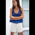 thumbnail image 3 of Blusas de Verano Bohemias con Lazo Frontal para Mujer, Blusas Playeras de Encaje con Botones, Sin Mangas, de de , Y2k 2025, Azul M, 3 of 6