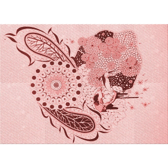 Ahgly Company Indoor Rectangle Patterned Light Rose Pink Area Rugs, 4' x 6'