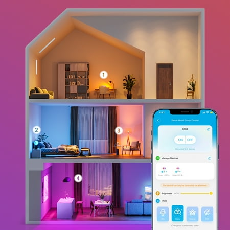 Govee - 800LM RGBWW Smart LED Bulb 4pk - Multi